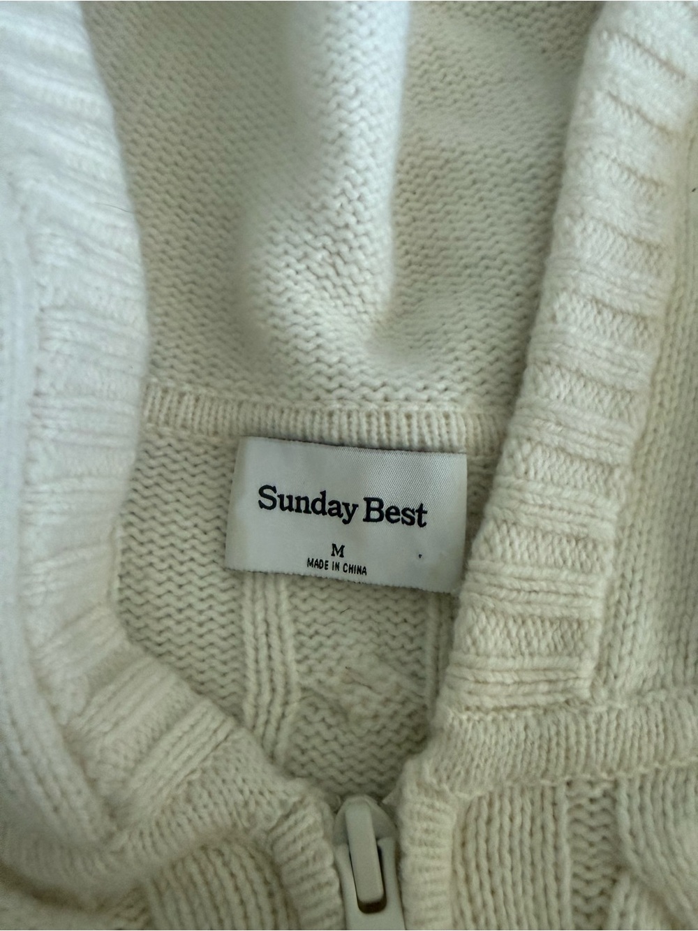 Aritzia Cable-Knit Zip Hoodie in Cream - Picture 3 of 3